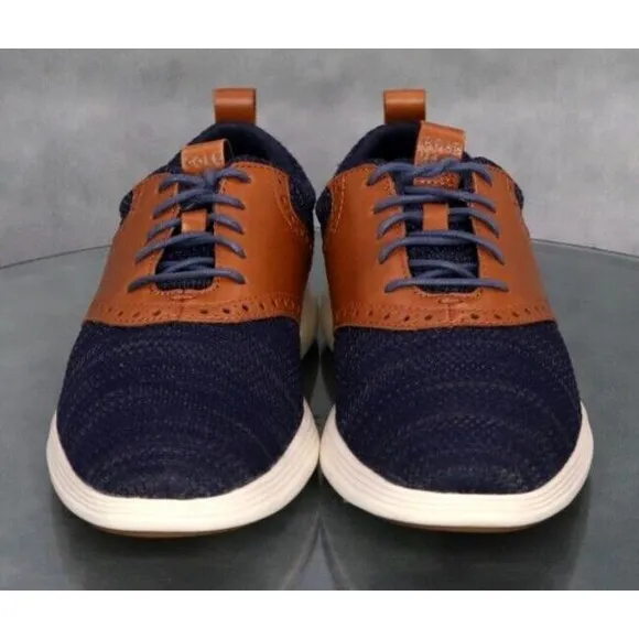 Cole Haan Grand Tour Men's Knit Oxfords Casual Shoes Size 8 Blue Tan