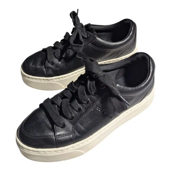 Cole Haan Grandpro Max Platform Black Leather Low Top Lace Up Sneakers Sz 6.5