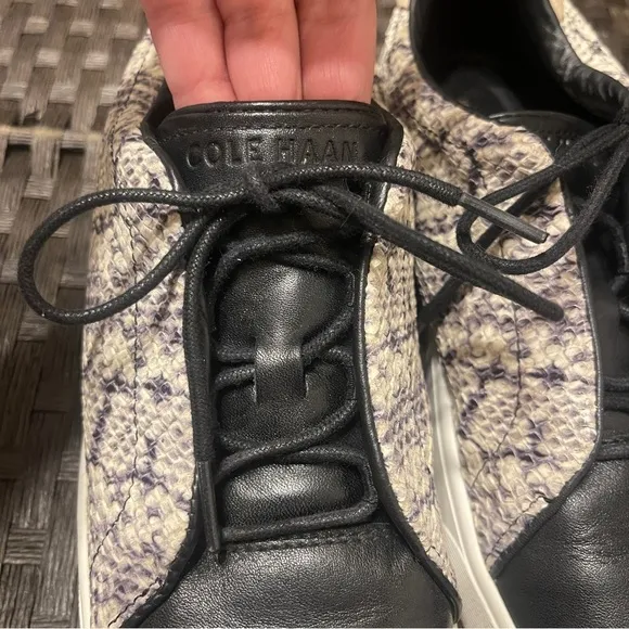 Cole Haan Grandpro Spectator 2 Lace up Sneakers Black White Snake Women's 8.5