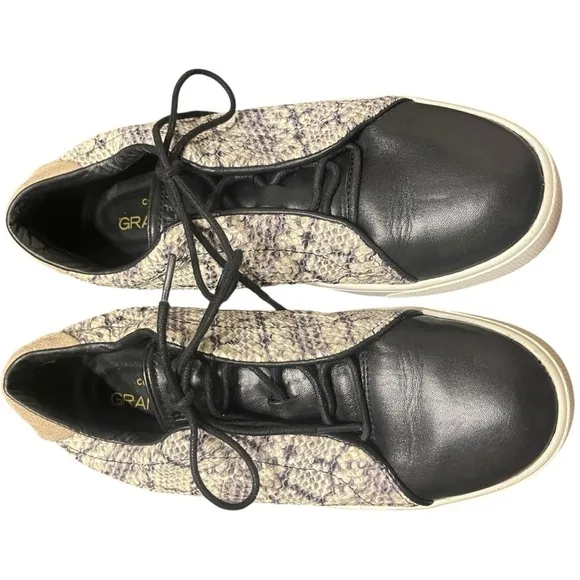 Cole Haan Grandpro Spectator 2 Lace up Sneakers Black White Snake Women's 8.5