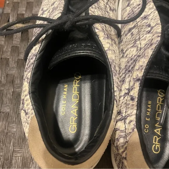 Cole Haan Grandpro Spectator 2 Lace up Sneakers Black White Snake Women's 8.5