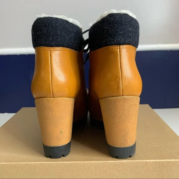 Cole Haan Henson Fur Leather Sheepskin Wedge Boots Size 7.5
