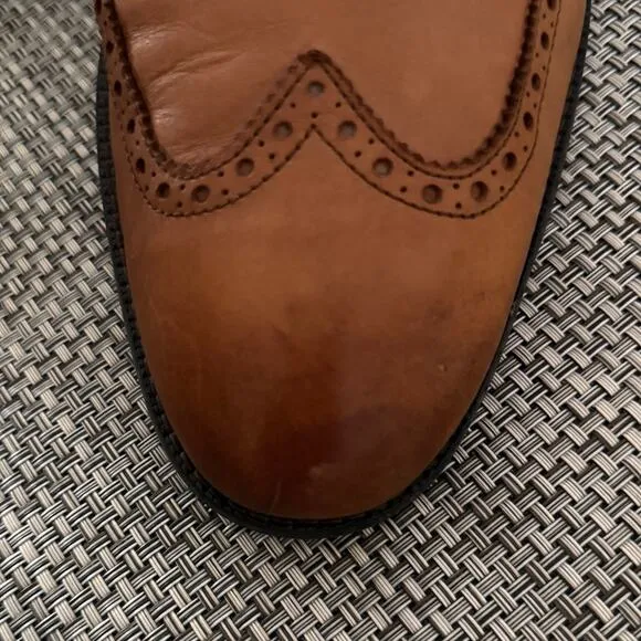 COLE HAAN Leather Sawyer Wingtip Oxford Lace Up Shoes in British Tan Brown 13