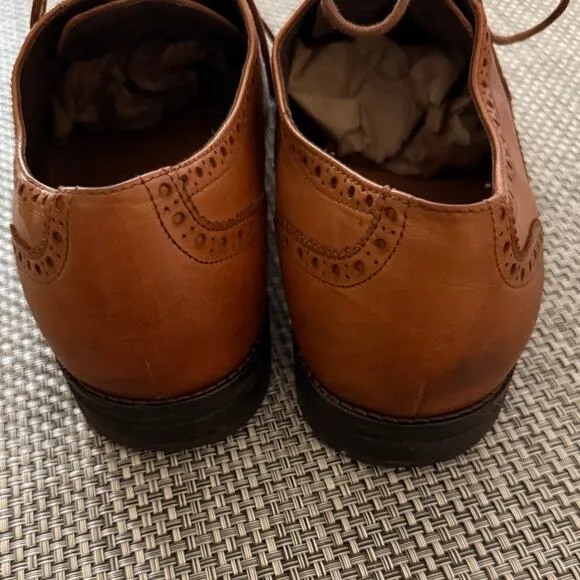 COLE HAAN Leather Sawyer Wingtip Oxford Lace Up Shoes in British Tan Brown 13