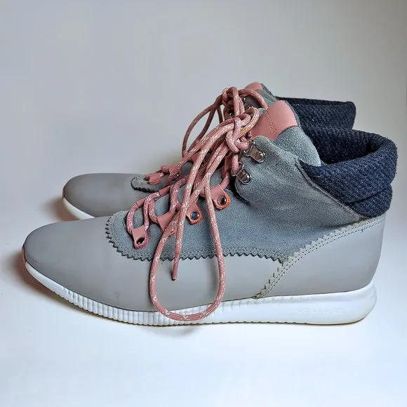Cole Haan Zerogrand Chelsea Hiking Boots Gray and Pink Women's Sz. 9 1/2 B
