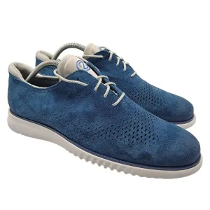 Cole Haan ZeroGrand Mens 9.5 Blue Laser Wingtip Oxford Casual Suede Shoes C35750