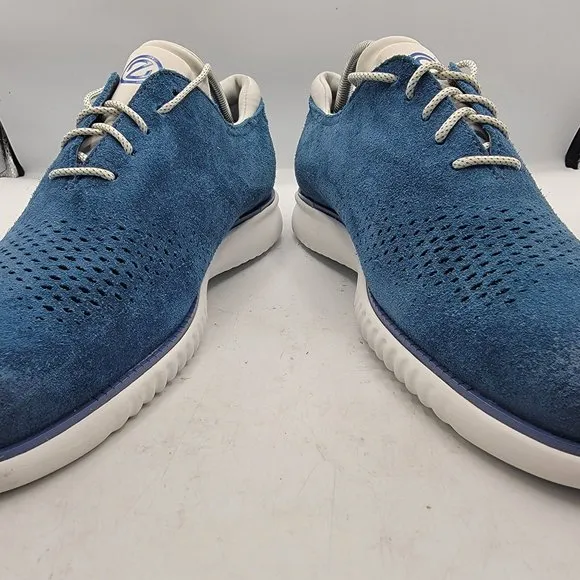 Cole Haan ZeroGrand Mens 9.5 Blue Laser Wingtip Oxford Casual Suede Shoes C35750