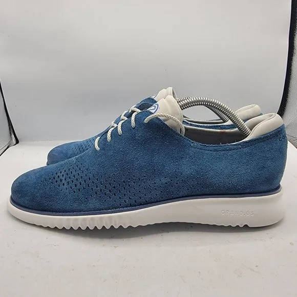 Cole Haan ZeroGrand Mens 9.5 Blue Laser Wingtip Oxford Casual Suede Shoes C35750