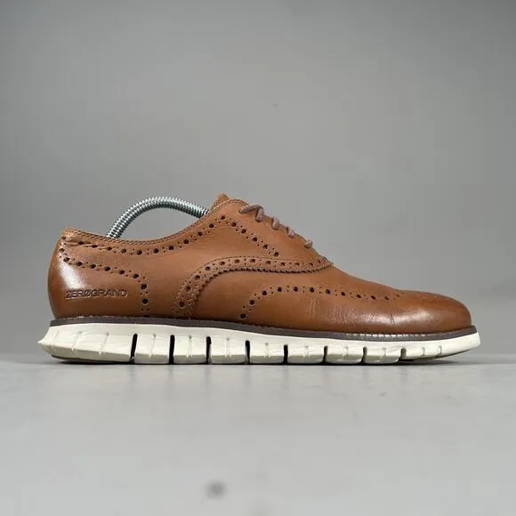 Cole Haan ZeroGrand Men’s Size 8.5 M Wingtip Oxford Brown Casual Dress Shoes GUC