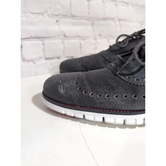 Cole Haan Zerogrand Wingtip Mens Black Nubuck Oxford Shoes Size 10.5 M C25590