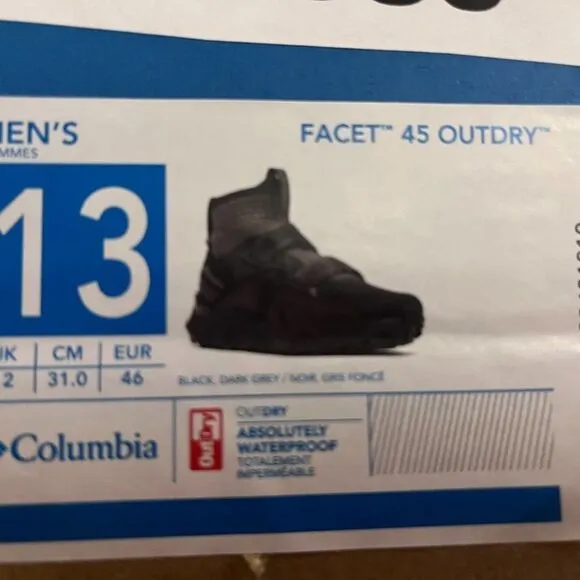 Columbia Men's Hiking‎ Shoes Facet 45 Outdry Ultralight Waterproof Size13