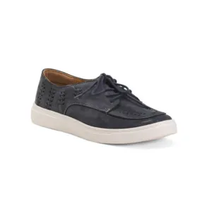 COMFORTIVA denim Suede Thayer Lace Up Comfort Sneakers
