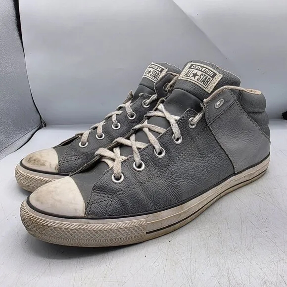 Converse All Star Chuck Taylor Street Mid Mens Size 12 Gray Shoes Leather Casual
