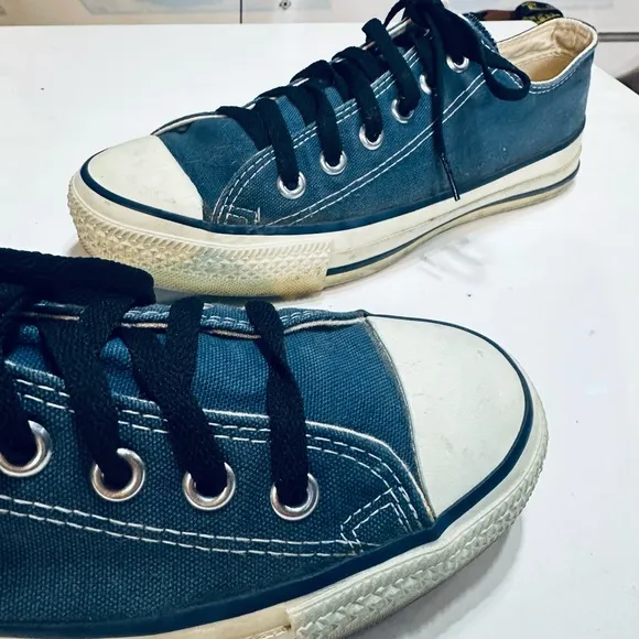Converse All Star Vintage MADE IN USA Classic Lo Top Blue Canvas Sneakers