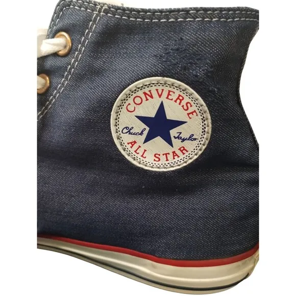 CONVERSE ALL STARS Blue w Red Stripe Chuck Taylor Hightops Mens Redline 13