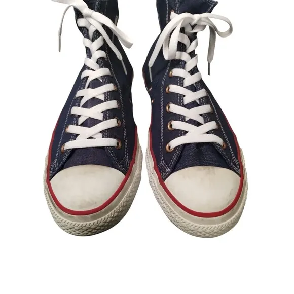 CONVERSE ALL STARS Blue w Red Stripe Chuck Taylor Hightops Mens Redline 13