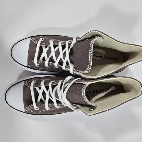Converse All Stars Canvas Chunks Trainer  Gray High-Top Sneakers Womens Size 9.5