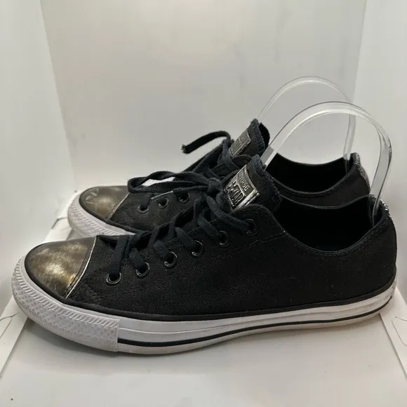 Converse Black and Silver Sneakers with Canvas Material