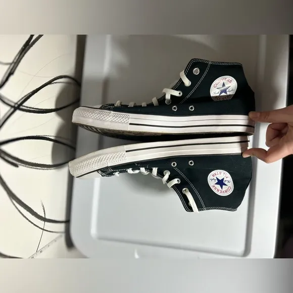Converse Black and White High-Top Sneakers, Canvas, Like New Men’s 14 Women’s 16