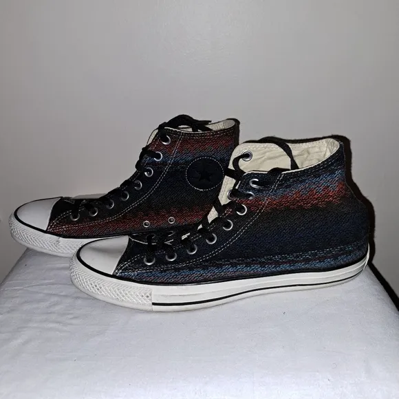 Converse Black and White High-Top Sneakers with Canvas Upper Size 9
