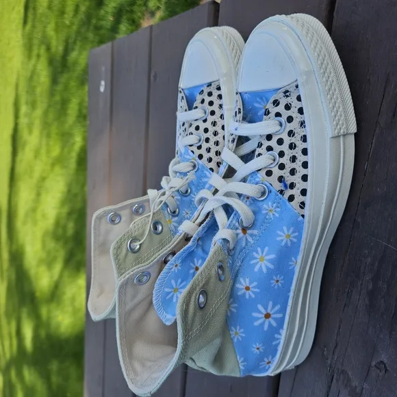 Converse Blue Cream Canvas Sneakers with Iconic Logo