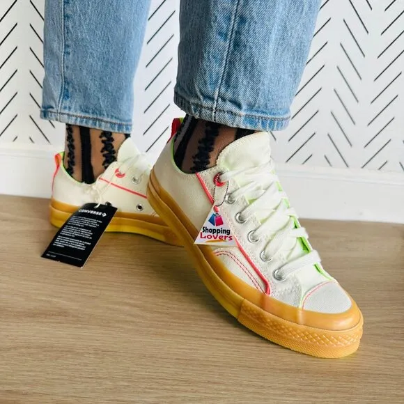⭐Converse Chuck 70 Retro Hoops Women's Shoes Sz 7.5 Sneakers Beige Neon  A10929C