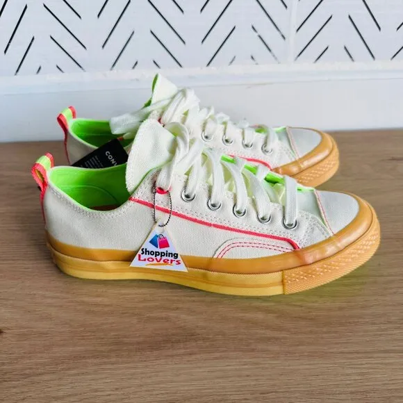 ⭐Converse Chuck 70 Retro Hoops Women's Shoes Sz 7.5 Sneakers Beige Neon  A10929C