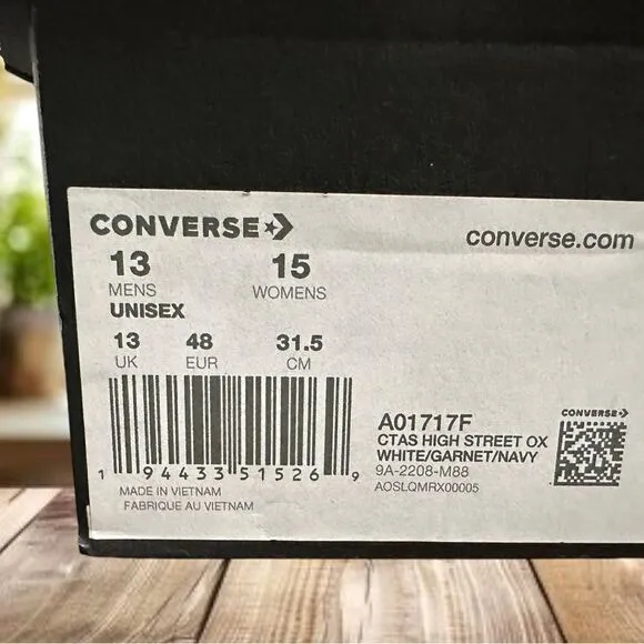 CONVERSE Chuck Taylor All Star Hi Street OX Low Size 13 Mens 15 Women A01717F