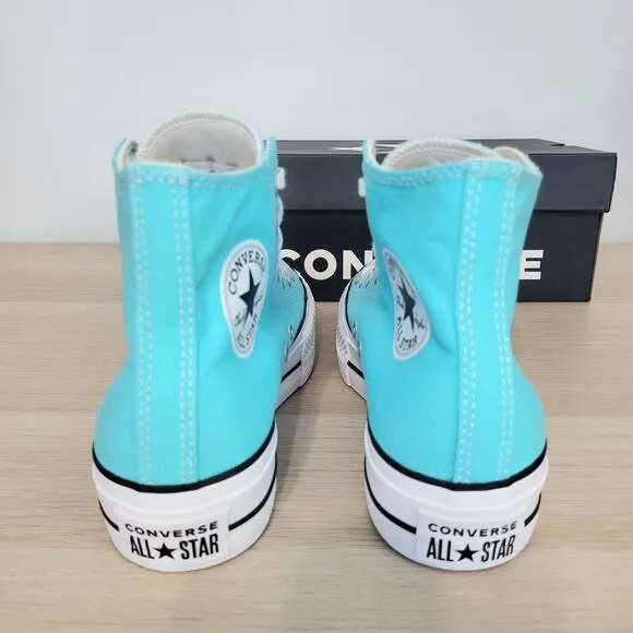 Converse Chuck Taylor All Star Lift Platform Canvas High Sneakers Cyan Blue 7.5