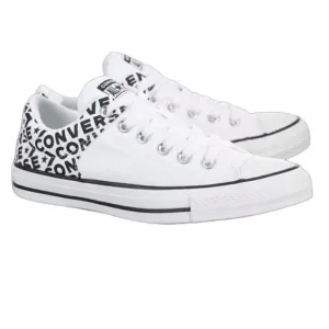 Converse Chuck Taylor All Star White Black Spellout Canvas Lace Up Sneakers