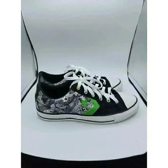 Converse Cons Graphic Print Mens Size 8.5 / Wmns 10.5 Black Green White 142992C