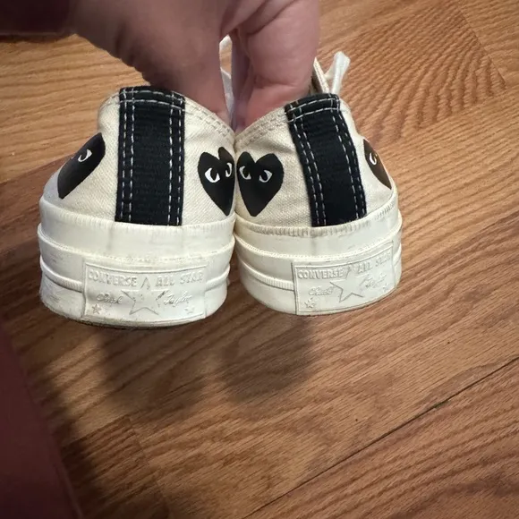 Converse Cream and Black Heart Sneakers