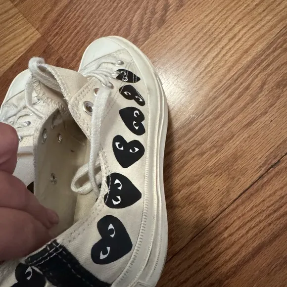 Converse Cream and Black Heart Sneakers