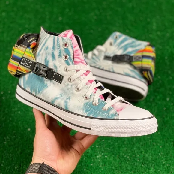Converse CTAS Buckle Up Hi Top Mens Casual Shoes Blue Pink 168265C NEW* Sz 10