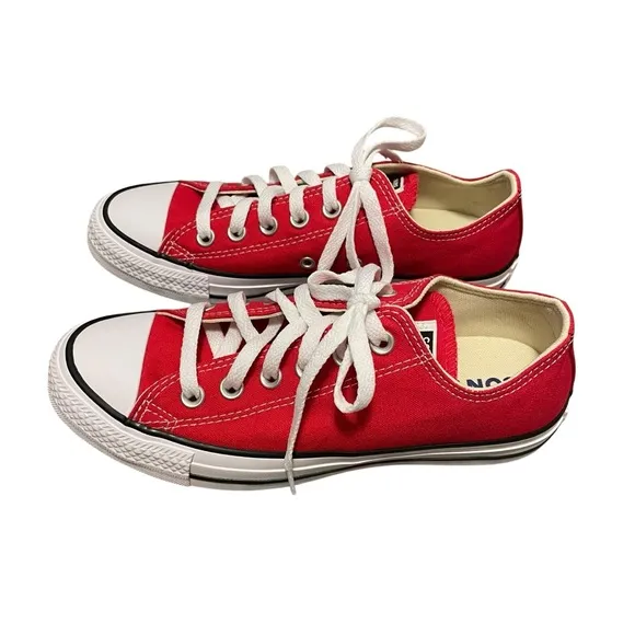 Converse Ctas Classic OX Low Top Skate Sneakers Red Canvas Size 7 Unisex NEW
