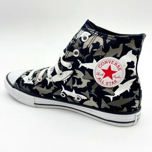 Converse CTAS Hi Shark Bite Black Red Junior Kids Casual Shoes 666888F