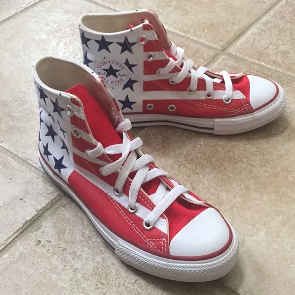 Converse CTAS HI Top Stars Stripes USA Flag Canvas Sneakers