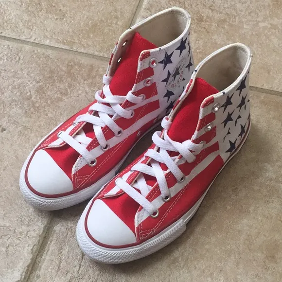 Converse CTAS HI Top Stars Stripes USA Flag Canvas Sneakers