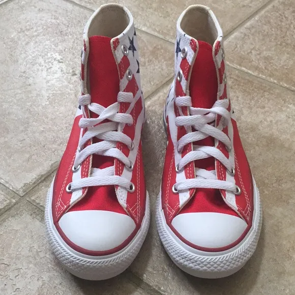 Converse CTAS HI Top Stars Stripes USA Flag Canvas Sneakers