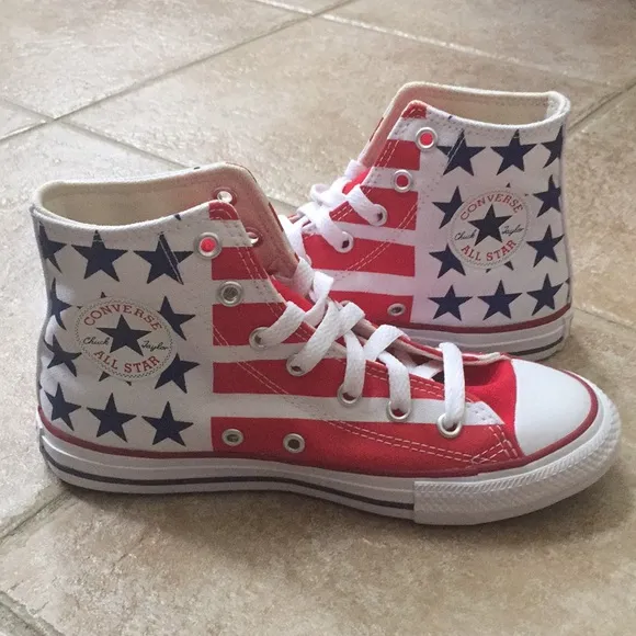Converse CTAS HI Top Stars Stripes USA Flag Canvas Sneakers