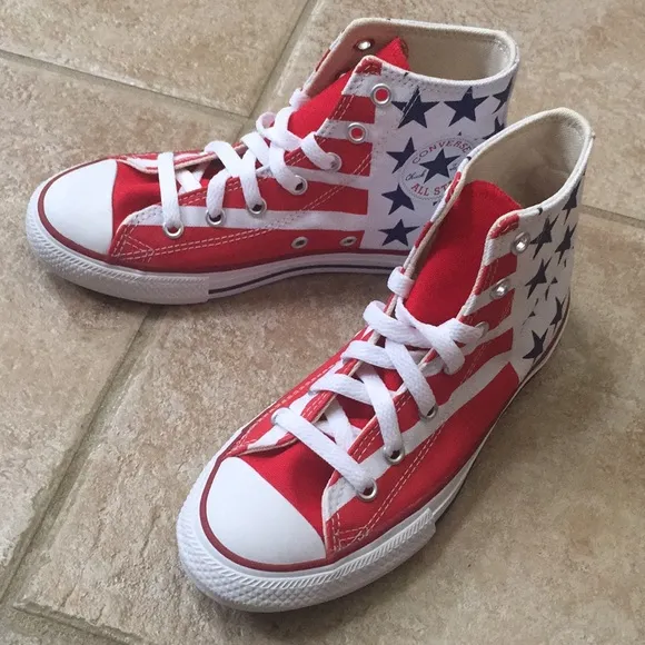 Converse CTAS HI Top Stars Stripes USA Flag Canvas Sneakers
