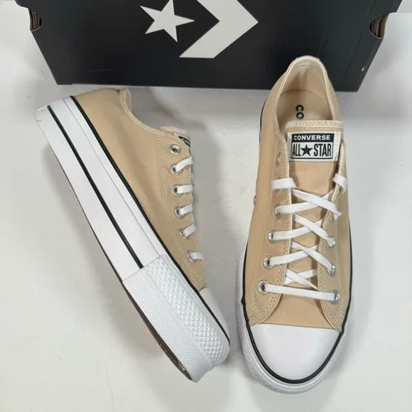 Converse CTAS Lift Ox Platform Sneakers Oat Milk Women's Size 10