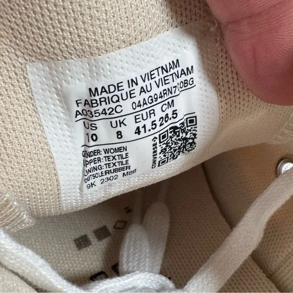Converse CTAS Lift Ox Platform Sneakers Oat Milk Women's Size 10