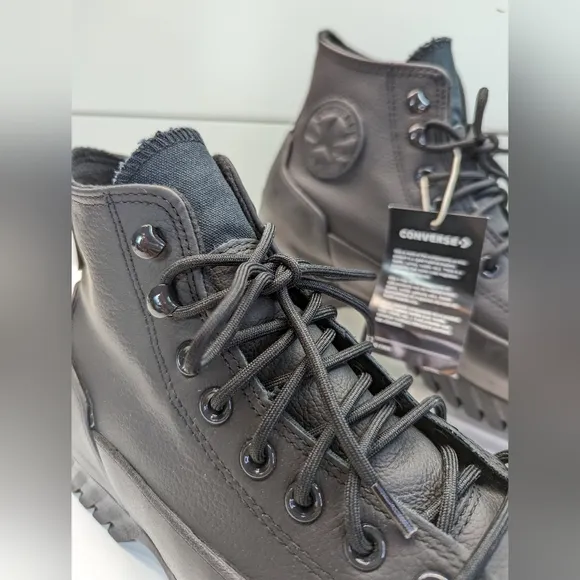 Converse CTAS Lugged Winter 2.0 Cold Fusion Black Platform Leather Shoes Wmn 7.5