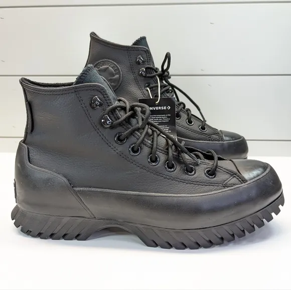 Converse CTAS Lugged Winter 2.0 Cold Fusion Black Platform Leather Shoes Wmn 7.5