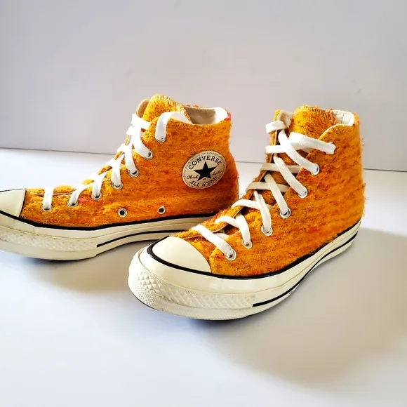 Converse High-Top Sneakers in Yellow Red and White Women's Size 8 Men's Size 6