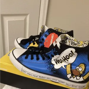 Converse Homer Simpson Blue and Black High-Top Sneakers with Graphic Design