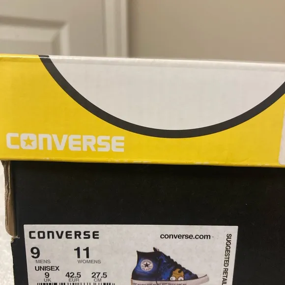 Converse Homer Simpson Blue and Black High-Top Sneakers with Graphic Design