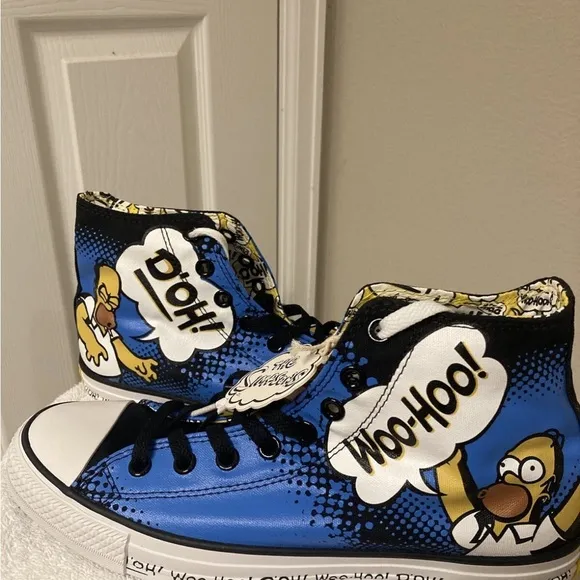 Converse Homer Simpson Blue and Black High-Top Sneakers with Graphic Design