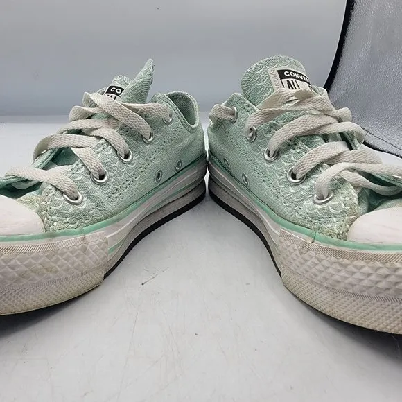 Converse Kids 1 Green Platform Shoes Casual Low Top Lace up 372753F